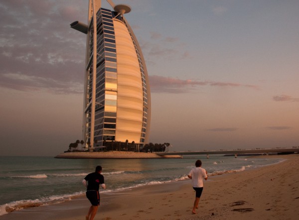 Burj Al-Arab sits on Dubai's smallest off-shore island.