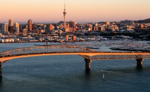 Auckland at sunset.